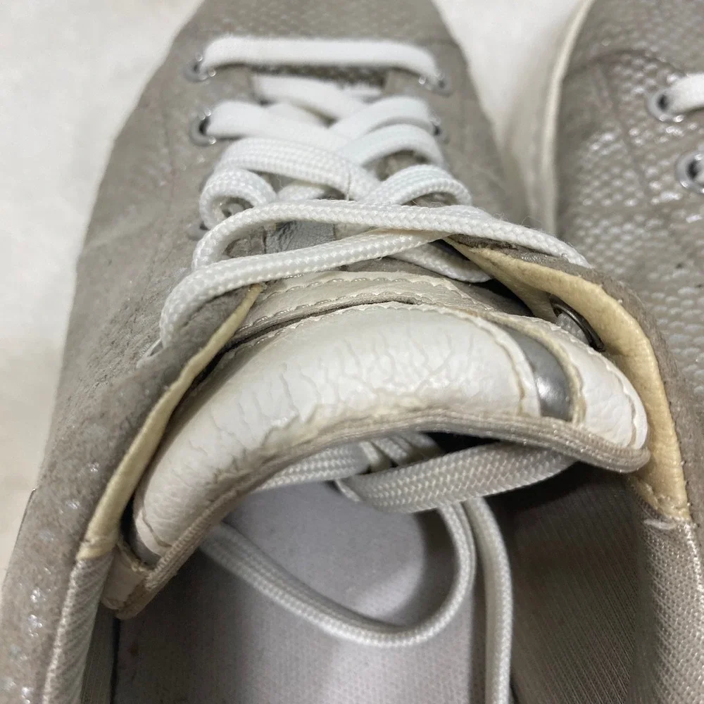 Geox Silver Snake Embossed‎ Leather Fashion Sneakers Casual Shoes Women's 9